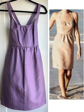 J.Crew NWT Cotton Cady Madeleine Halter Dress W/Side Pockets 0P Muted Grape